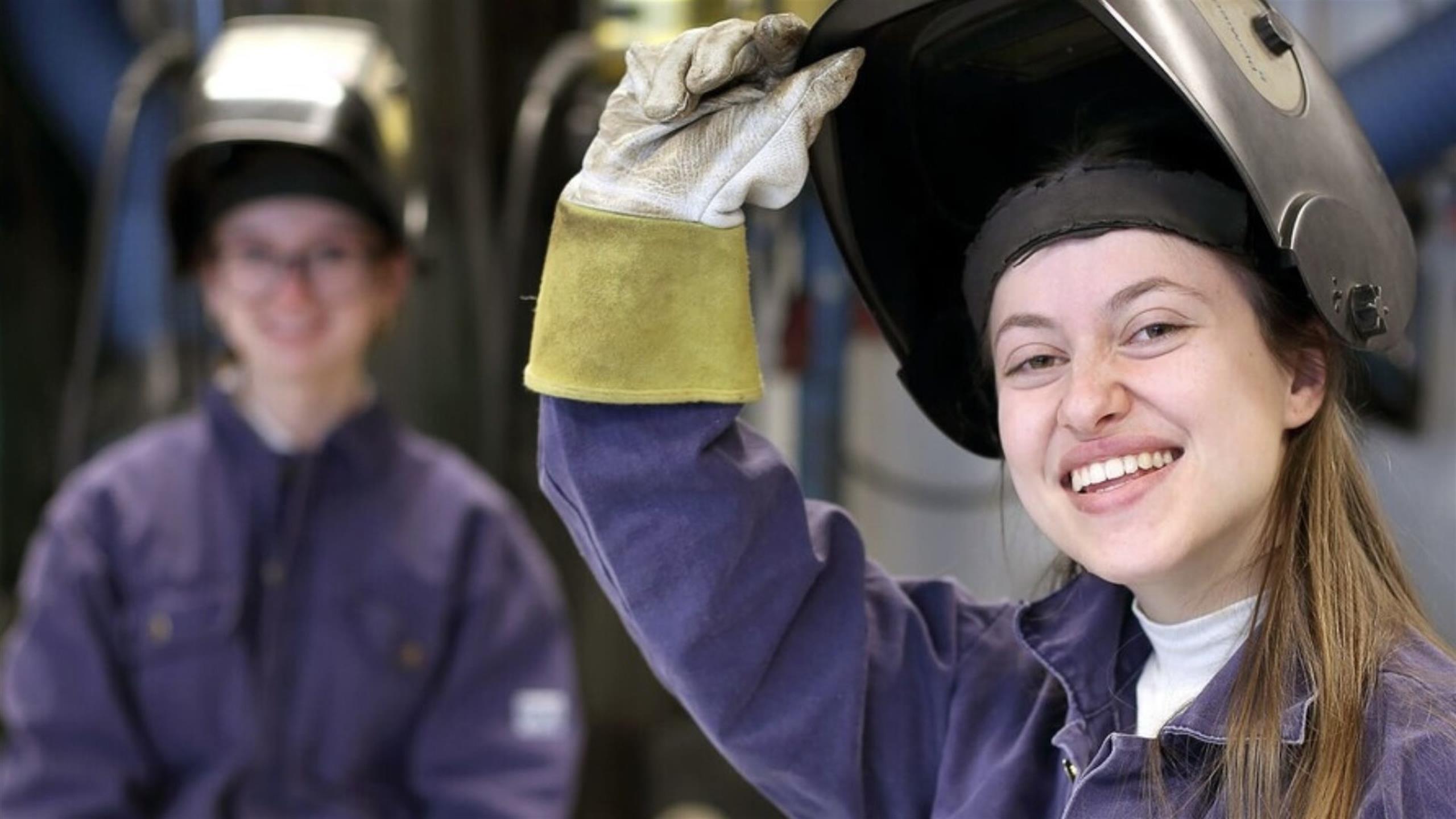 Two happy industrial workers.