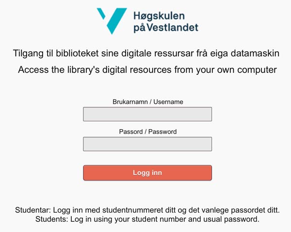 Pålogging til bibliotekressursar