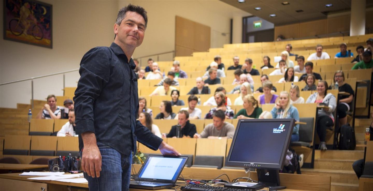 Man in lecture room