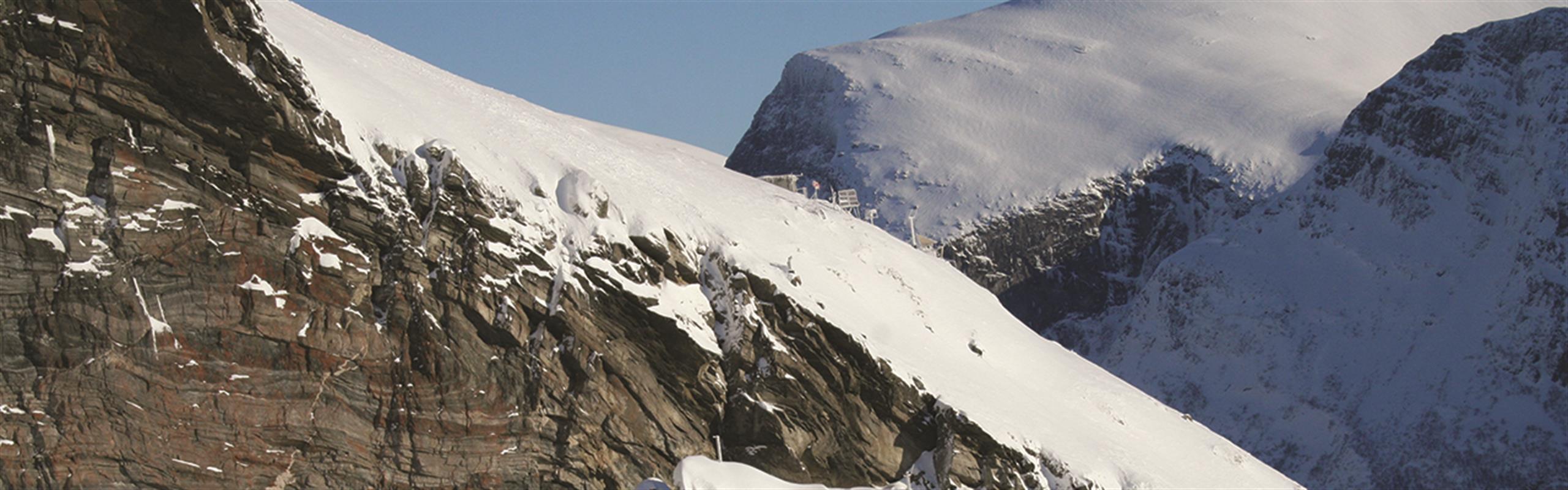 A station monitoring snow avalanche at a snow-covered mountain.